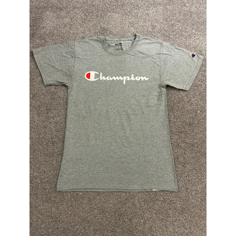 Champion T-Shirt Mens Small‎ Gray Excellent Script Logo Short Sleeve Cotton